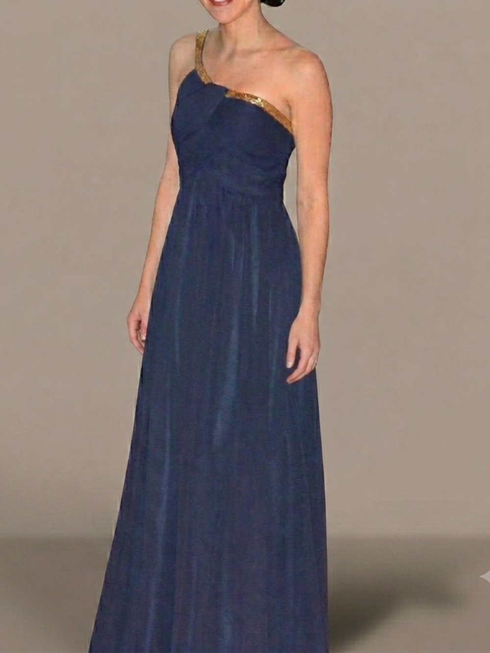 Calvin Klein Assymetrical Evening Gown Size 2 Navy Blue